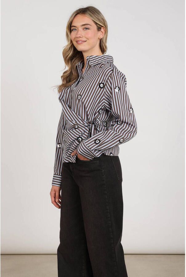 NUKUS gestreepte blouse met pailletten blauw - Foto 6