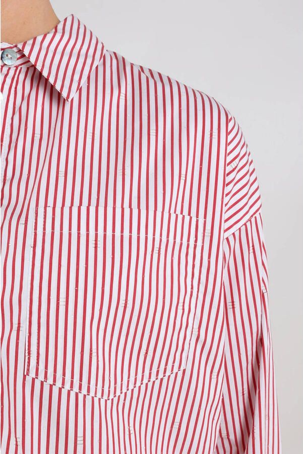 NUKUS gestreepte blouse roze - Foto 3