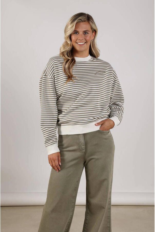 NUKUS gestreepte sweater groen