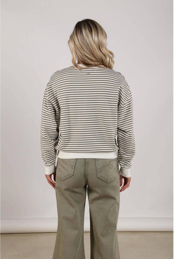 NUKUS gestreepte sweater groen - Foto 3