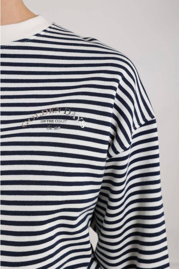 NUKUS gestreepte sweater marineblauw - Foto 3