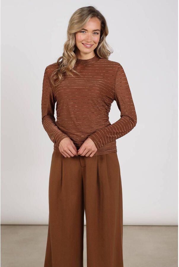 NUKUS Dames Tops & T-shirts Gracie Top Stripe Bruin - Foto 5