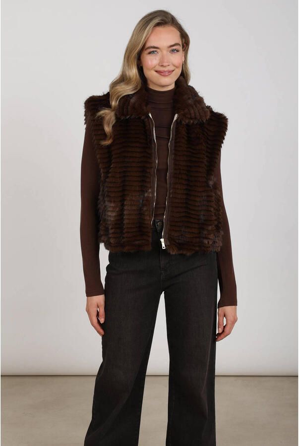 NUKUS gilet donkerbruin
