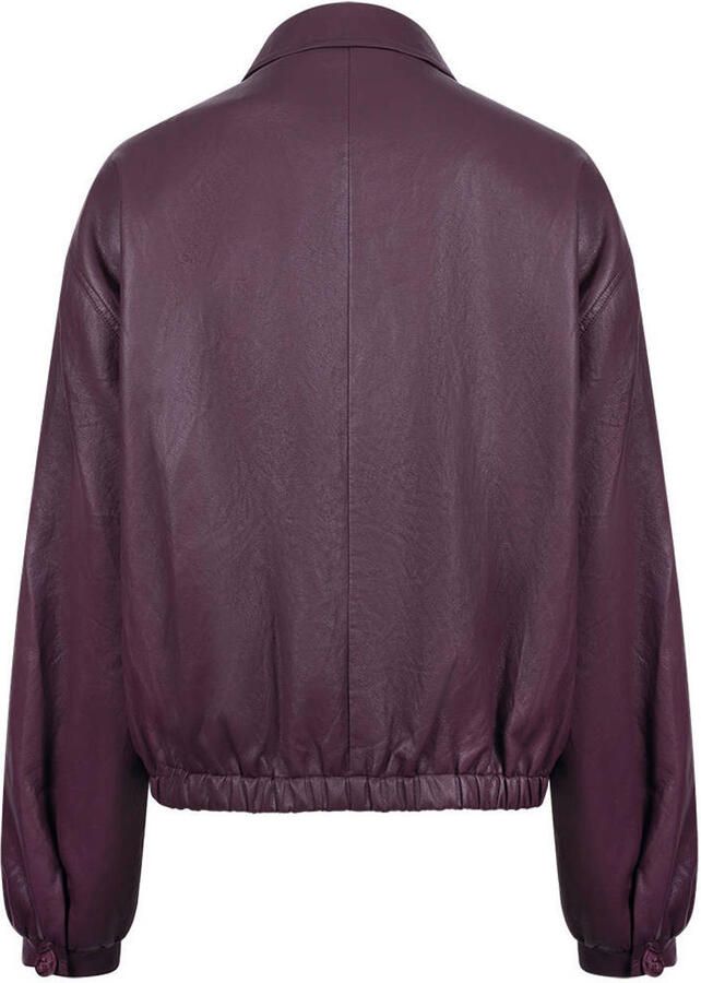 NUKUS imitatieleren bomberjack aubergine - Foto 2