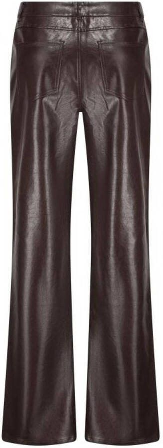 NUKUS imitatieleren straight high waist broek donkerbruin