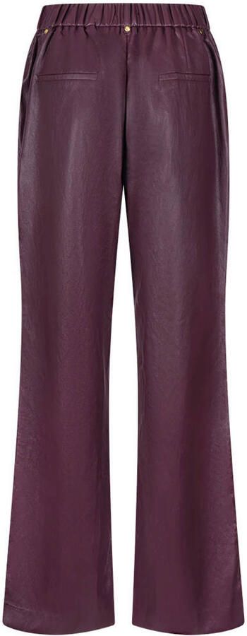 NUKUS imitatieleren wide leg coated broek aubergine - Foto 3