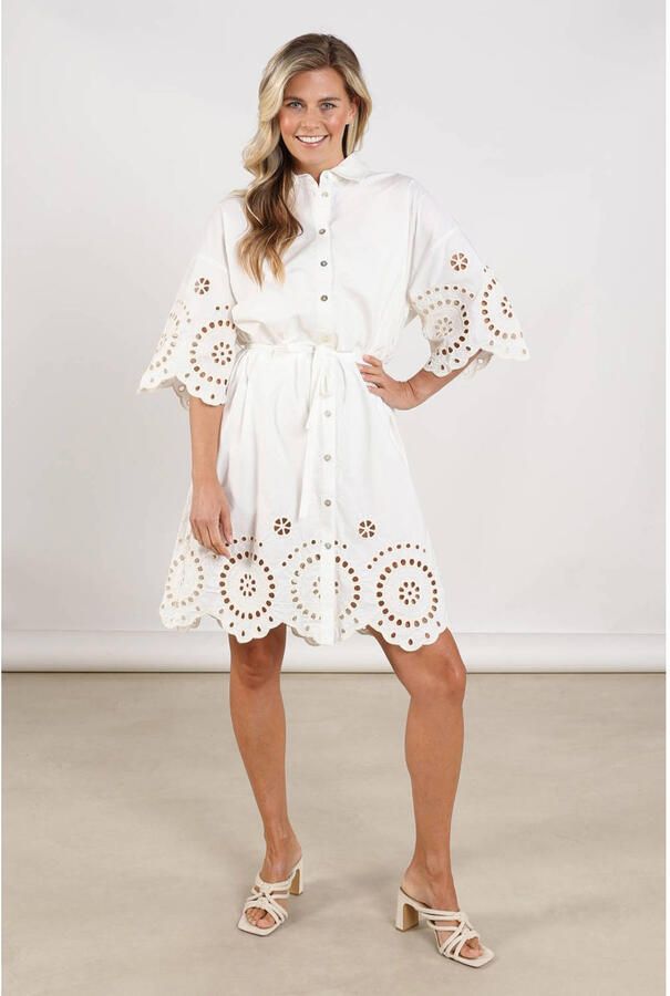 NUKUS mini jurk broderie ecru