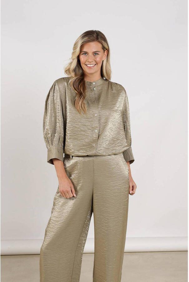 NUKUS Dames Blouses Lilly Blouse Shiny Olijf - Foto 6