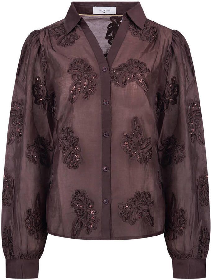 NUKUS semi-transparante blouse met pailletten donkerpaars