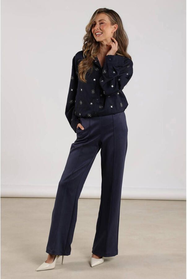 NUKUS Dames Broeken Jill Pants Suedine Donkerblauw - Foto 6