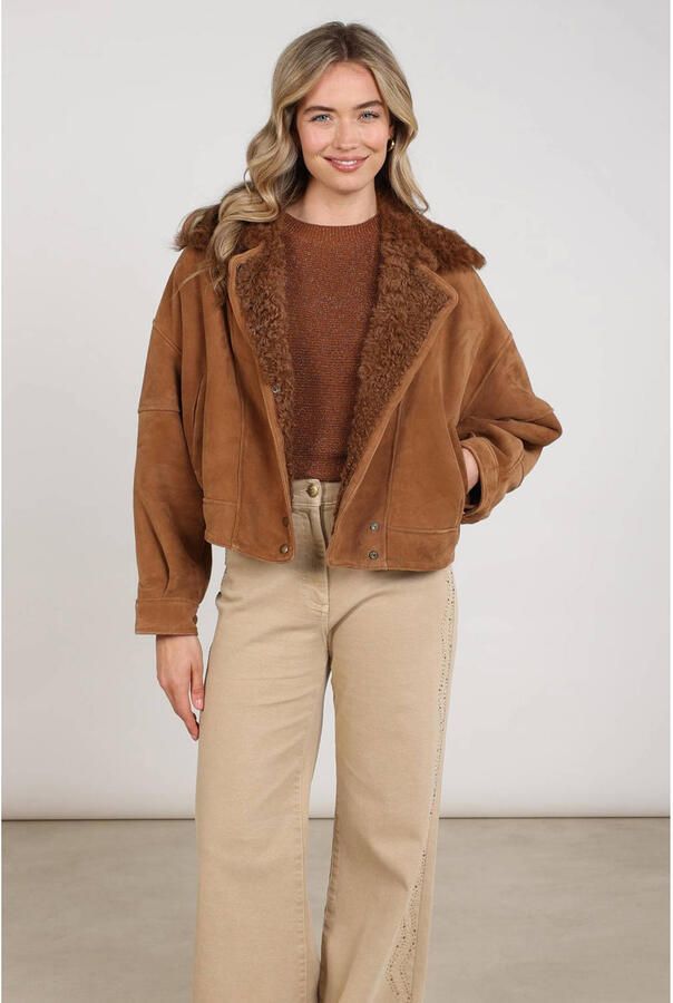NUKUS suèdelook winterjas cognac