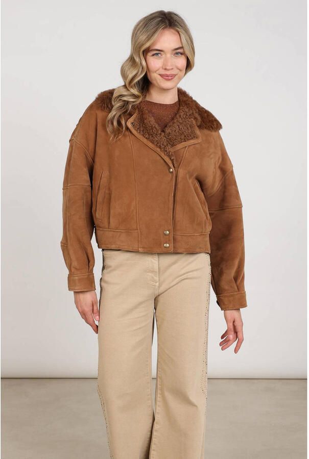 NUKUS suèdelook winterjas cognac - Foto 3