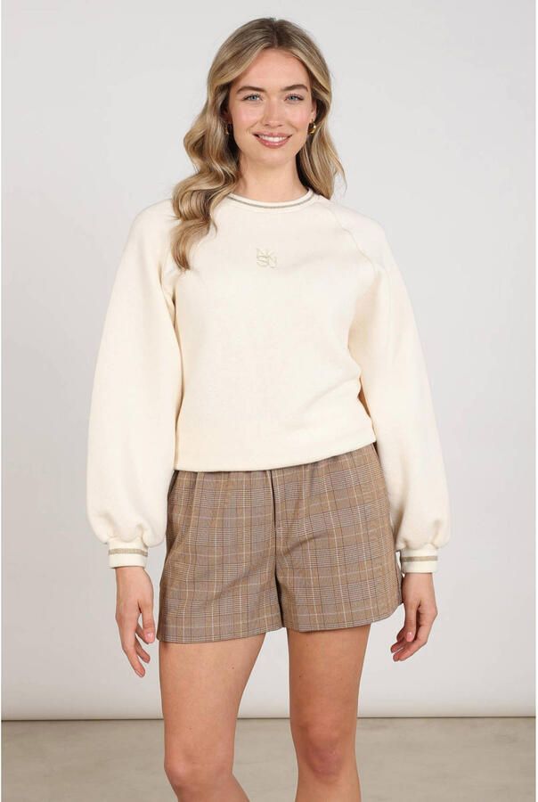 NUKUS sweater met borduursels en logo ecru