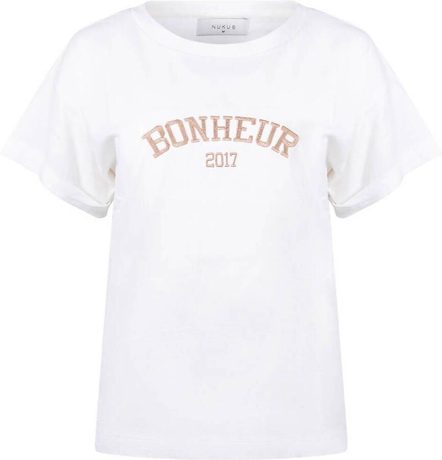 NUKUS T-shirt met broderie wit