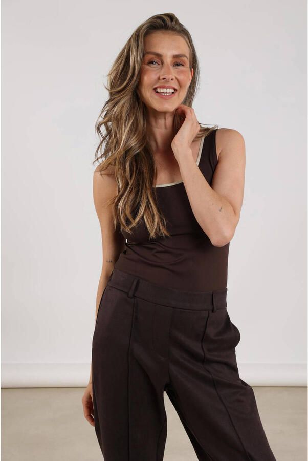 NUKUS top donkerbruin met glitter