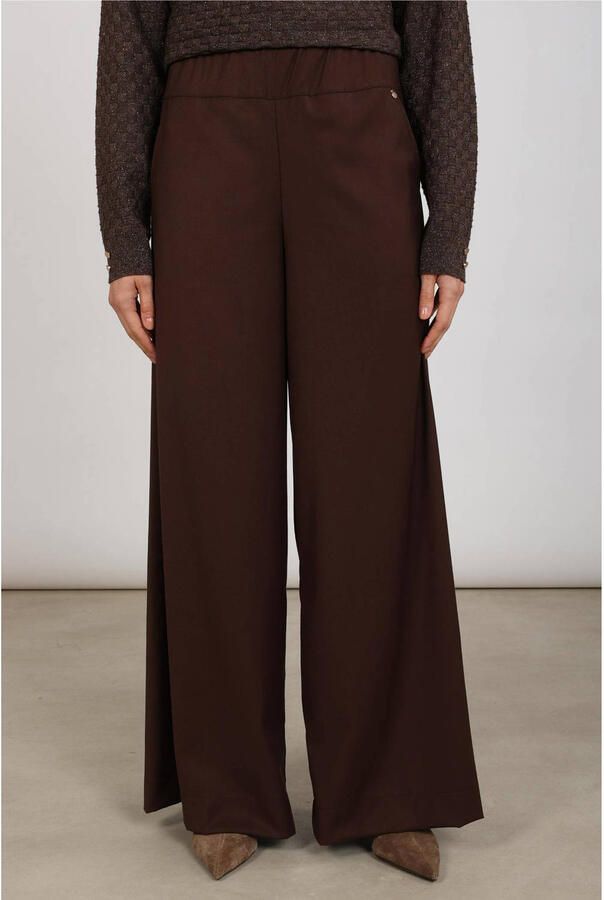 NUKUS wide leg broek roodbruin