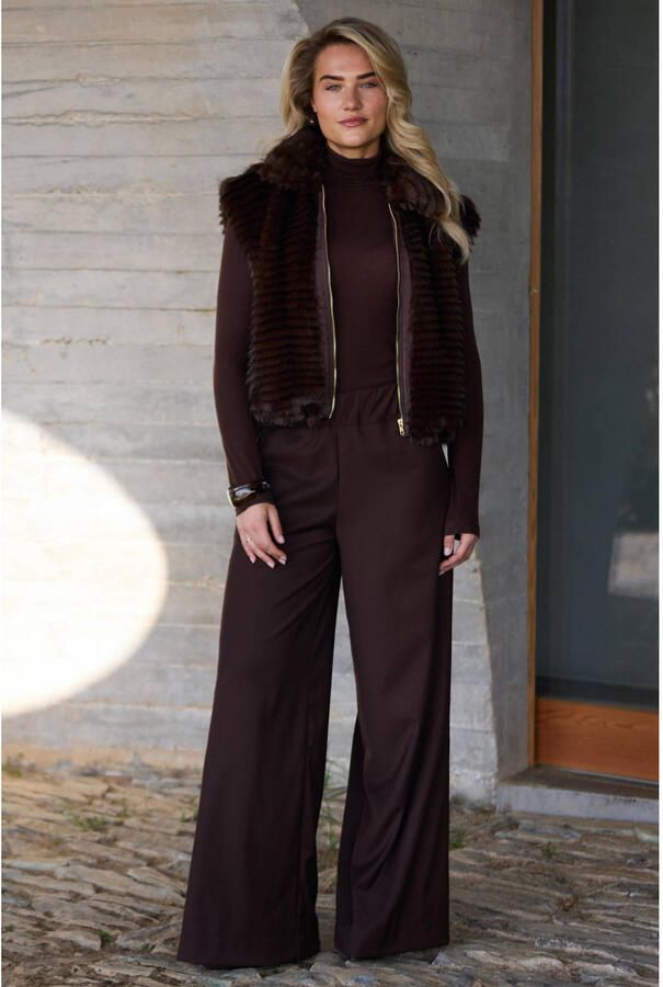 NUKUS wide leg broek roodbruin - Foto 2