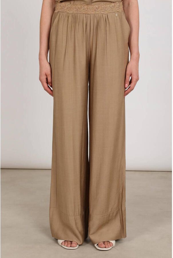 NUKUS wide leg high waist broek camel
