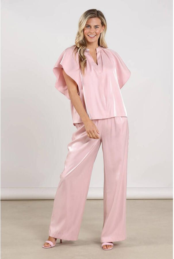 NUKUS wide leg high waist broek lichtroze - Foto 5