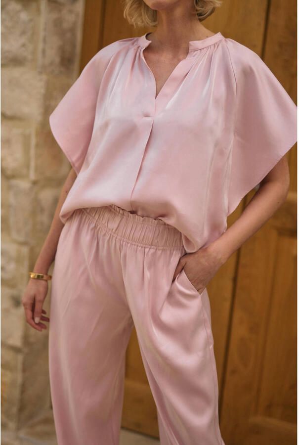 NUKUS wide leg high waist broek lichtroze - Foto 6