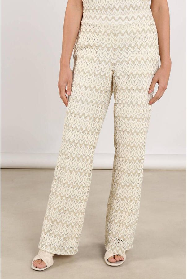 NUKUS wide leg regular waist broek ecru