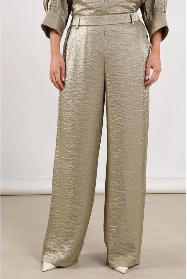 NUKUS wide leg regular waist broek goud - Foto 5