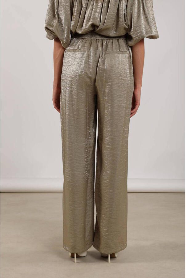 NUKUS wide leg regular waist broek goud - Foto 6