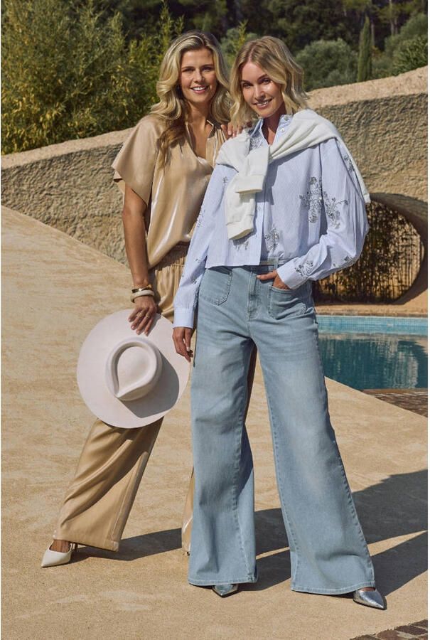 NUKUS Dames Broeken Rubi Pants Shiny Beige - Foto 6