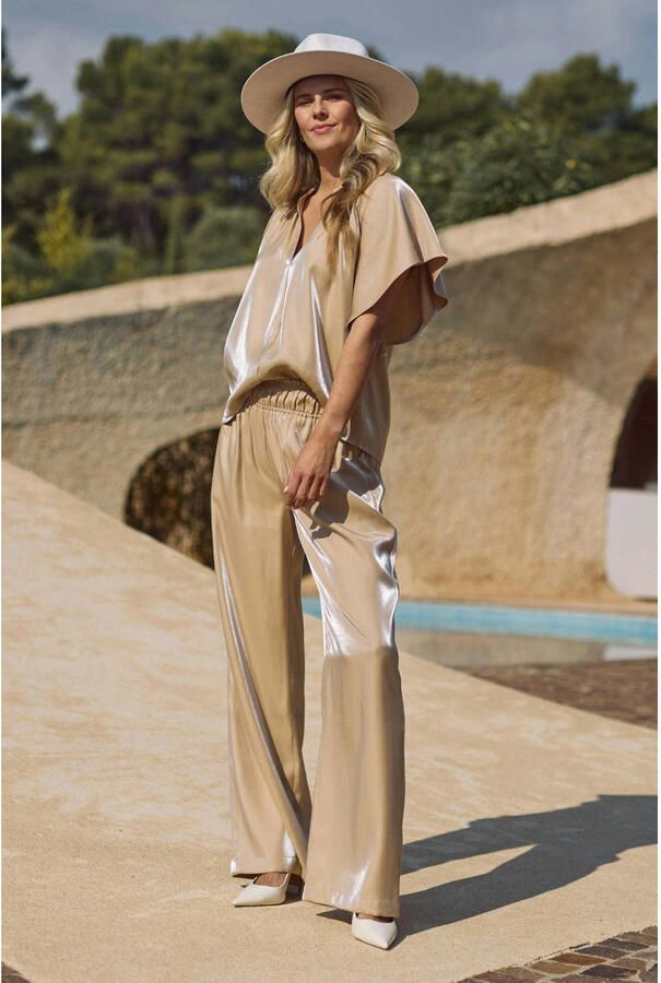 NUKUS Dames Broeken Rubi Pants Shiny Beige - Foto 7