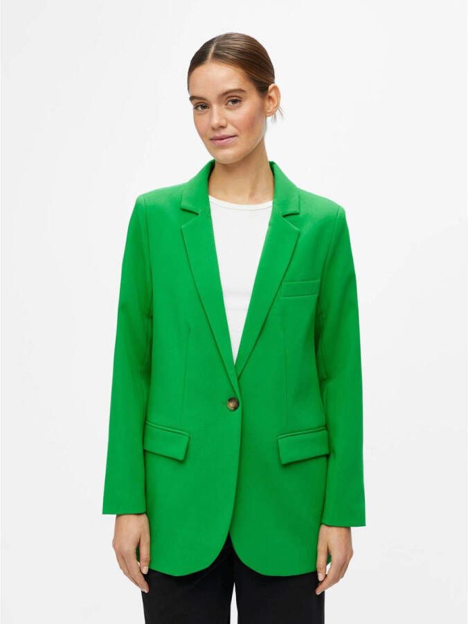 OBJECT rechtvallende blazer OBJSIGRID van gerecycled polyester groen
