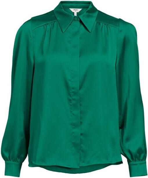 OBJECT blouse OBJSATEEN van gerecycled polyester groen