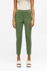 OBJECT cropped slim fit pantalon OBJLISA van gerecycled polyester groen
