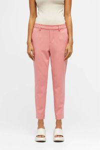 OBJECT cropped slim fit pantalon OBJLISA van gerecycled polyester roze