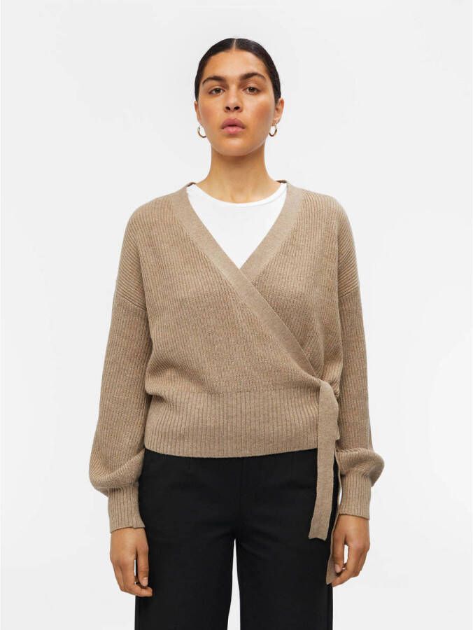 OBJECT Dames Truien & Vesten Objmalena L s Wrap Cardigan Noos Beige