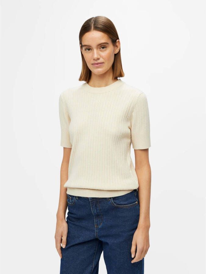 Object Gebreid shirt in zandkleur met structuurmotief model 'Noelle' - Foto 5