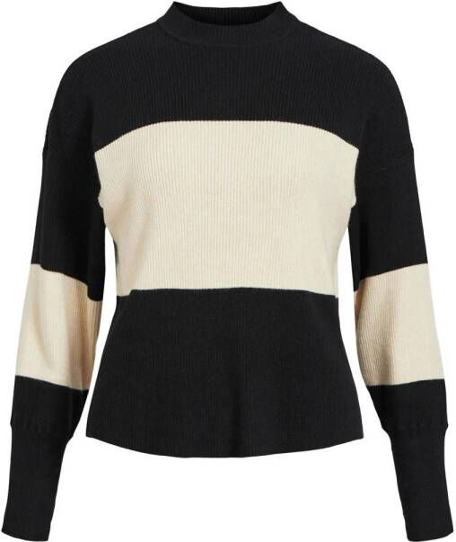 OBJECT gestreepte ribgebreide trui OBJBRIGHT zwart crème