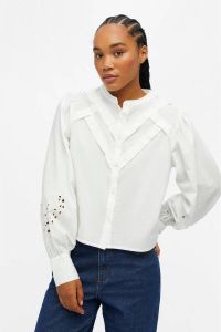 OBJECT geweven blouse OBJESFIR met plooien wit