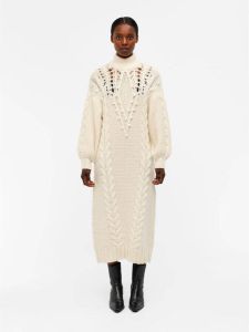 OBJECT grofgebreide gebreide jurk OBJALISON van gerecycled polyester zand