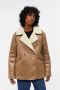 OBJECT lammy coat winterjas OBJPOLLY bruin offwhite - Thumbnail 1