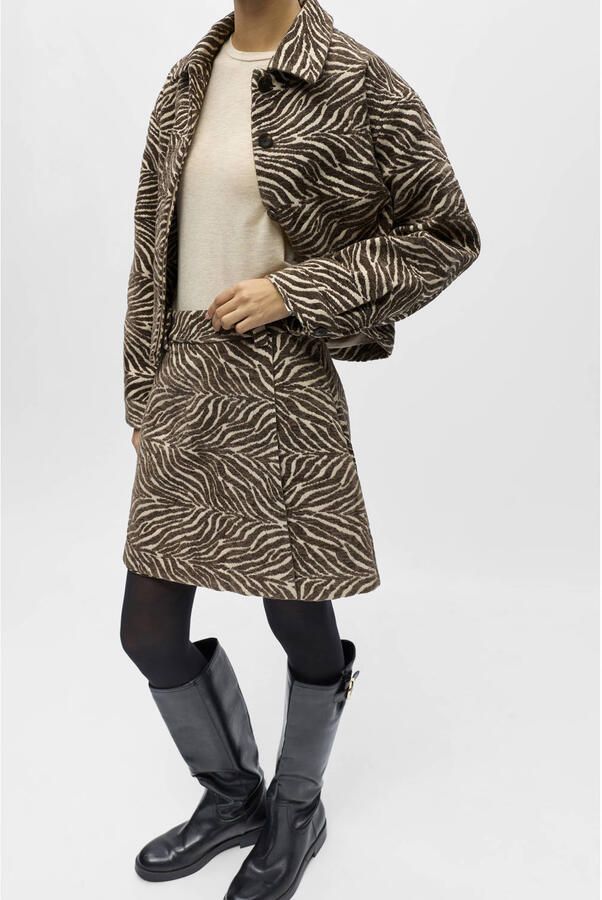 OBJECT A-lijn rok met zebraprint bruin