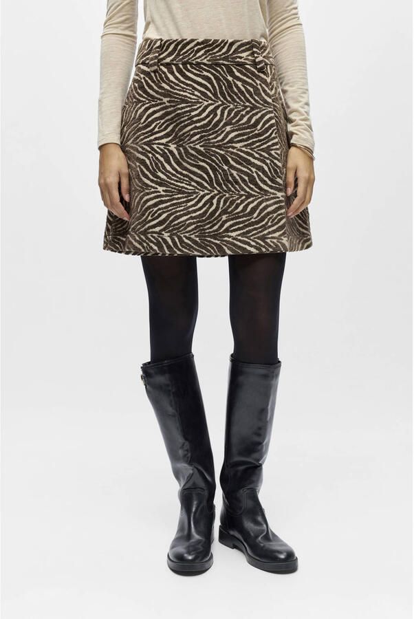 OBJECT A-lijn rok met zebraprint bruin - Foto 3