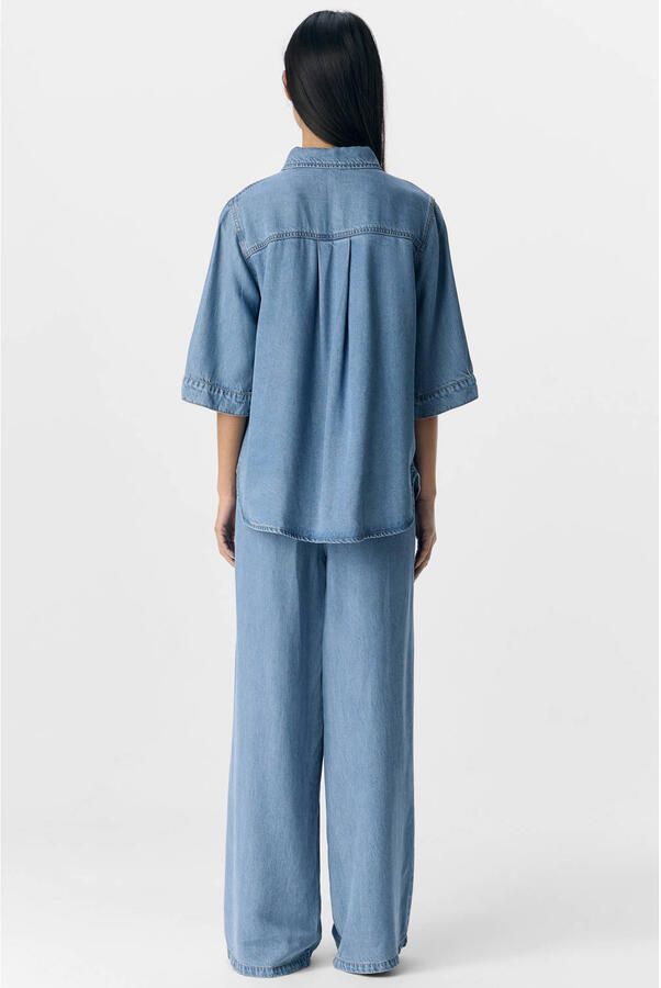 OBJECT Dames Blouses Objframe 2 4 Re Denim Top Blauw - Foto 7