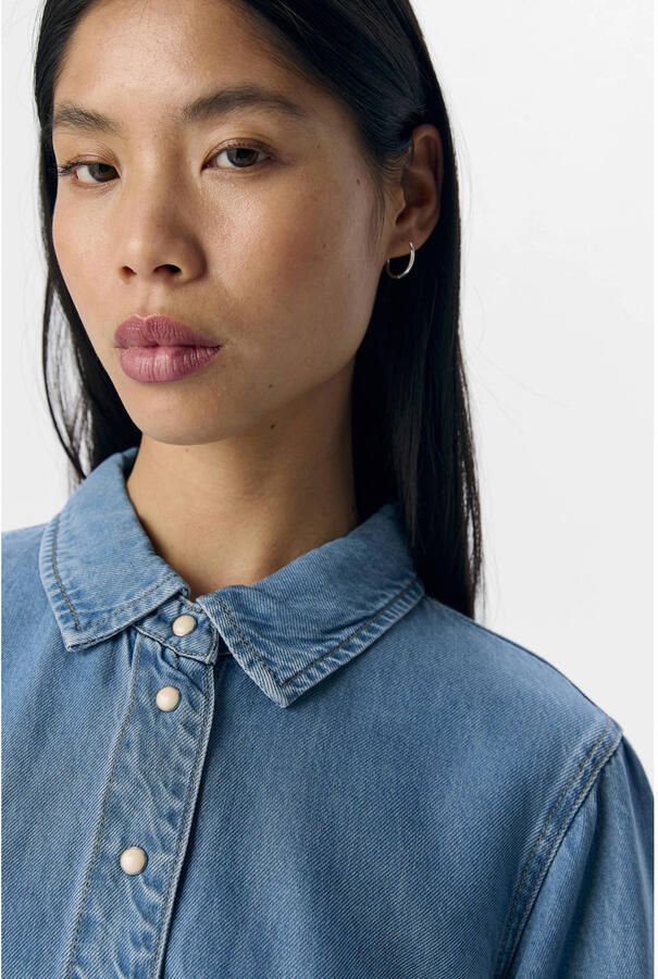 OBJECT Dames Blouses Objframe 2 4 Re Denim Top Blauw - Foto 6