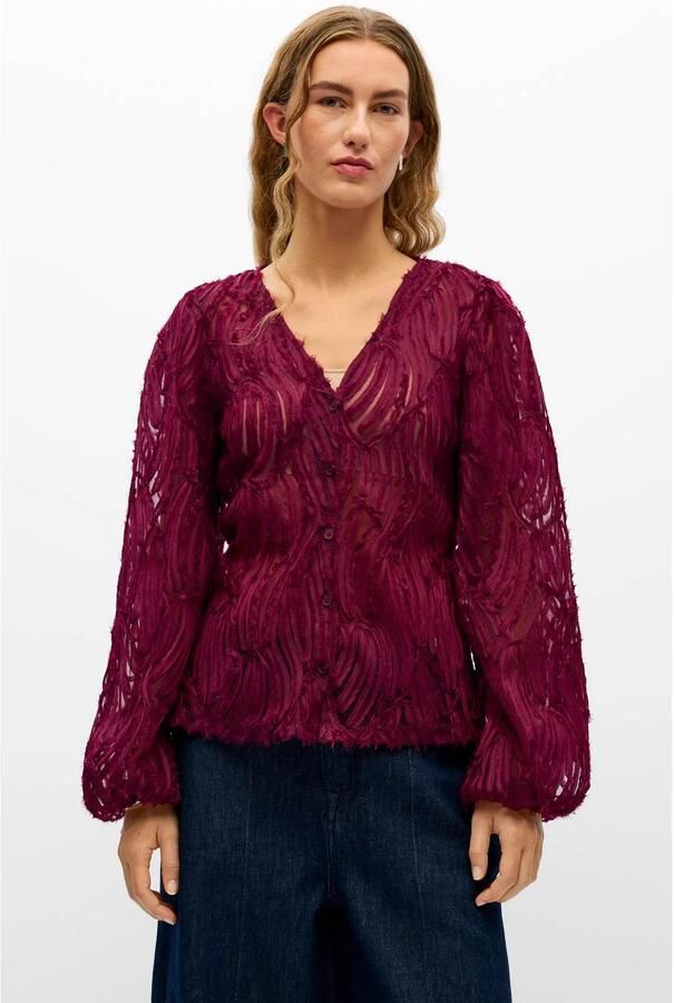 OBJECT blouse met borduursels donkerrood
