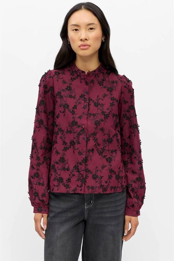 OBJECT blouse met borduursels donkerrood