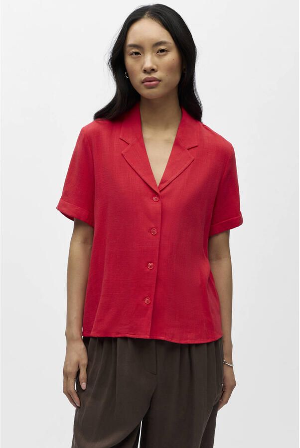 OBJECT blouse met linnen rood