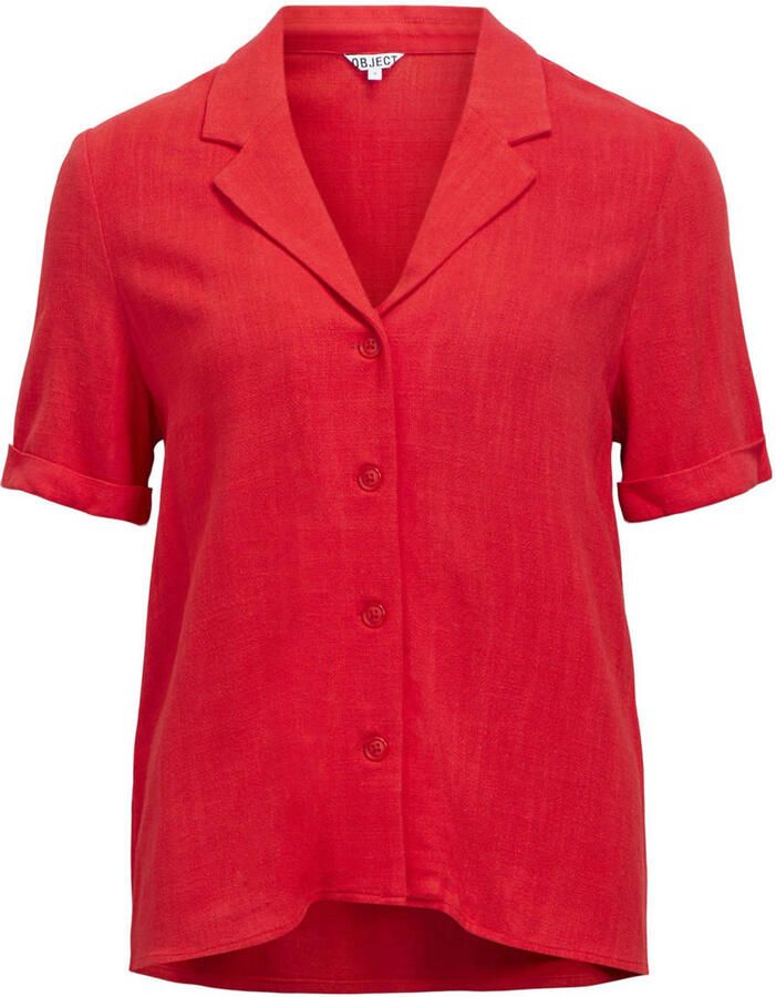 OBJECT blouse met linnen rood - Foto 2