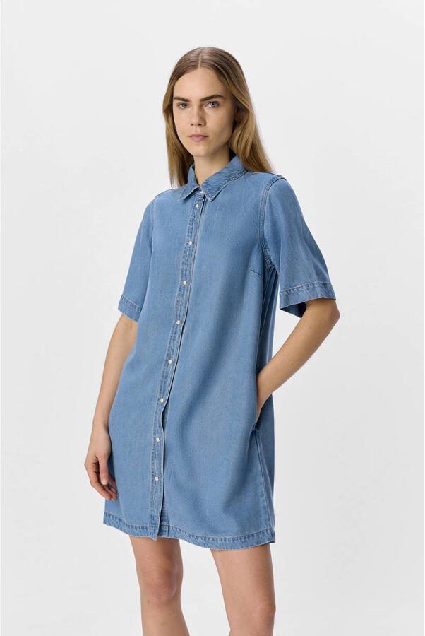 OBJECT Dames Jurken Objframe 2 4 Re Denim Dress Blauw - Foto 5