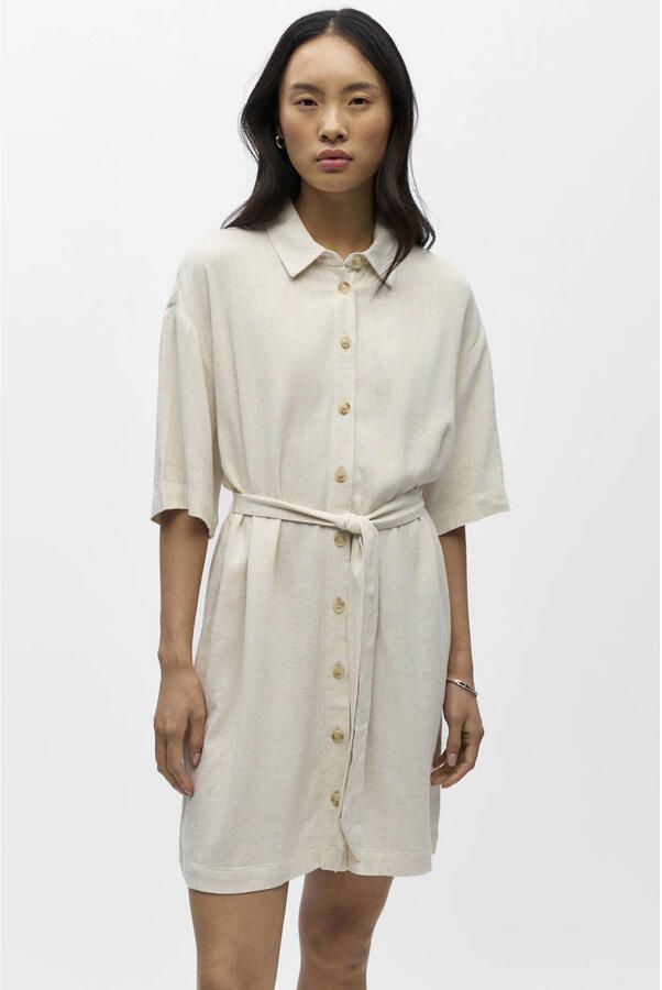 OBJECT Dames Jurken Objsanne 2 4 Lo Shirt Dress Ecru - Foto 5