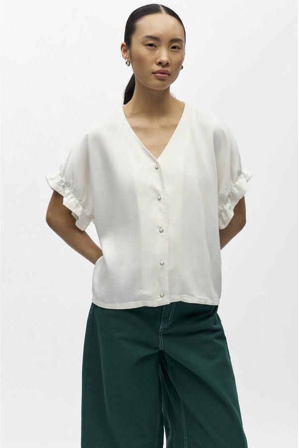 OBJECT Dames Tops & T-shirts Objframe 2 4 V-neck Re Top Gebroken Wit - Foto 5
